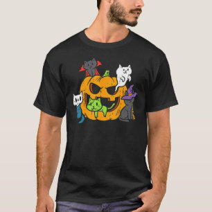 Vampire Ghost Zombie Hexen Katzen in Pumpkin Niedl T-Shirt