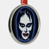 Vampire Girl (Horror) Silbernes Ornament (Rechts)