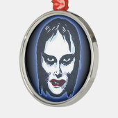 Vampire Girl (Horror) Silbernes Ornament (Links)