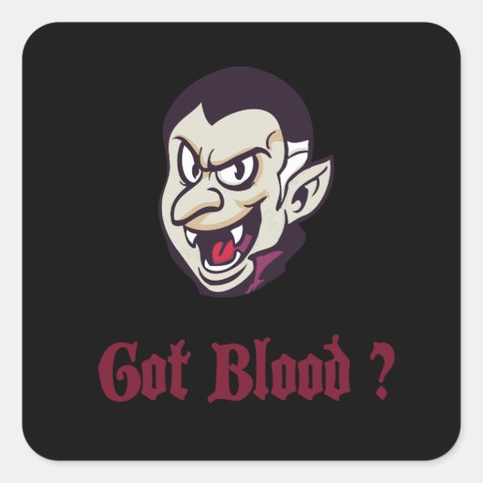 Vampire Got Blood Design Quadratischer Aufkleber (Vorderseite)