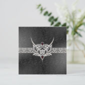 Vampire Goth Imitats Leather Jeweled Wedding Einladung (Stehend Vorderseite)