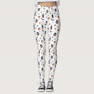 🦇 Vampire Gothic Halloween Leggings 🎃 weiß 🖤