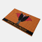 Vampire Halloween Custom Greeting Orange Black Fußmatte (Schrägansicht)
