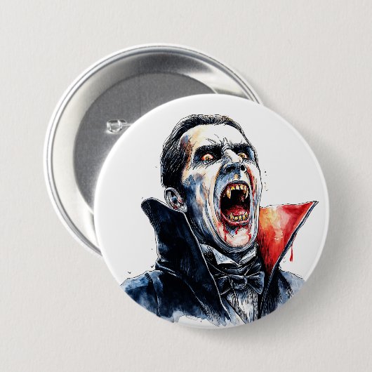 Vampire Halloween Gothic Red Black Button (Vorne & Hinten)