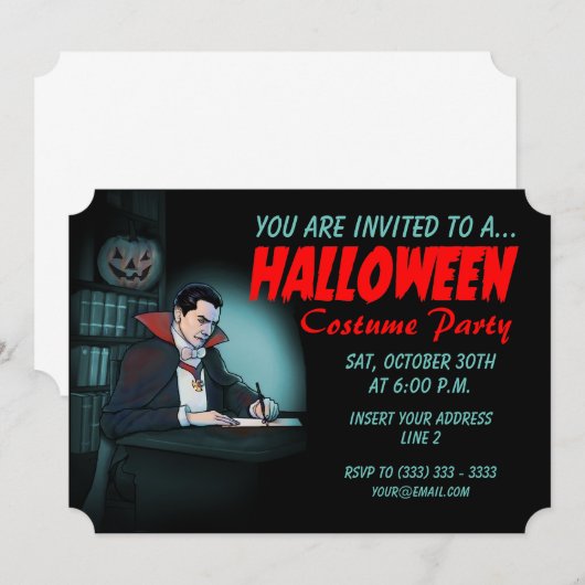 Vampire-Halloween-Party Einladung (Vorne/Hinten)