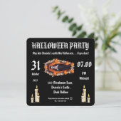 Vampire 🖤 Halloween-Party - Schwarze Einladungska Einladung (Stehend Vorderseite)