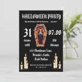 Vampire Halloween-Party - Schwarze Einladungskarte Einladung (Stehend Vorderseite)