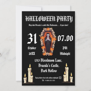 Vampire Halloween-Party - Schwarze Einladungskarte Einladung