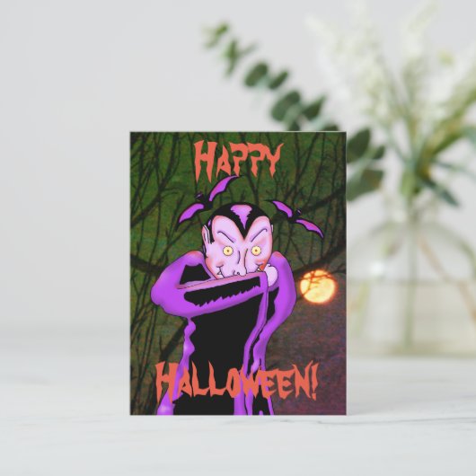 Vampire Halloween Postcard Postkarte (Stehend Vorderseite)