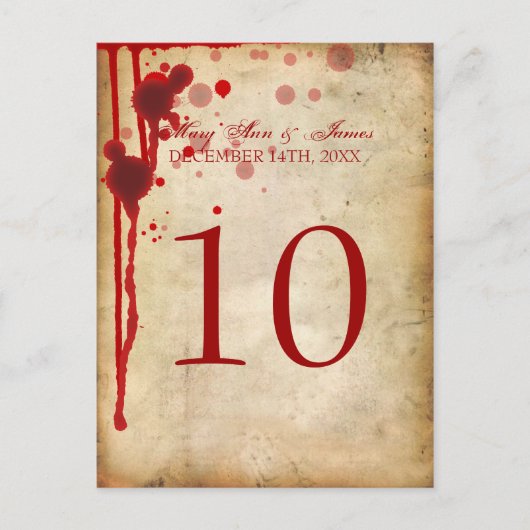 Vampire Halloween Tischnummer Fake Blored (Vorderseite)