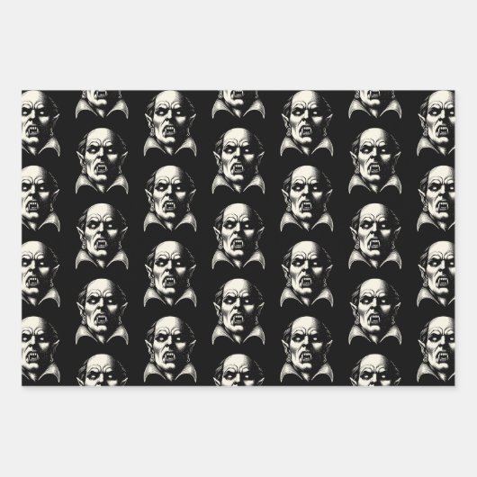 Vampire Horror Beängstigende Wrackpapierblätter Geschenkpapier Set (Vorderseite 2)