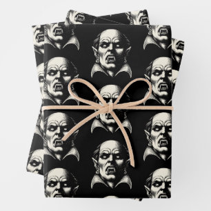 Vampire Horror Beängstigende Wrackpapierblätter Geschenkpapier Set