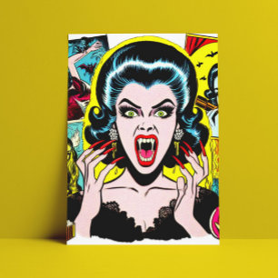 Vampire Horror Girl Comic Postkarte