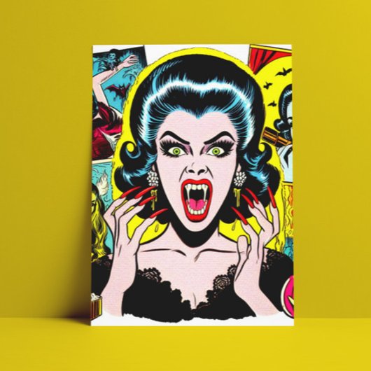 Vampire Horror Girl Comic Postkarte