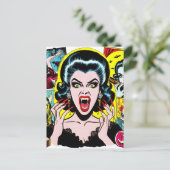 Vampire Horror Girl Comic Postkarte (Stehend Vorderseite)