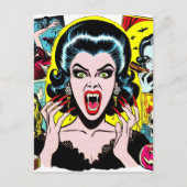 Vampire Horror Girl Comic Postkarte (Vorderseite)