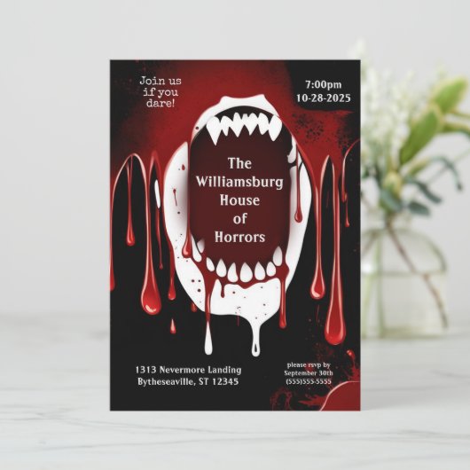 Vampire Horror Spuk Halloween Einladung (Stehend Vorderseite)