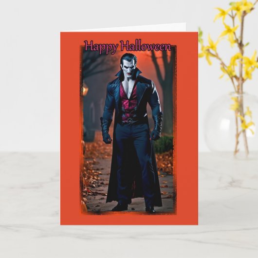 Vampire Hunk Halloween Card Karte (Gelbe Blume)
