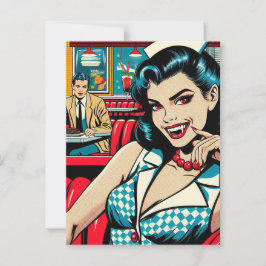Vampire im Retro Diner Postkarte