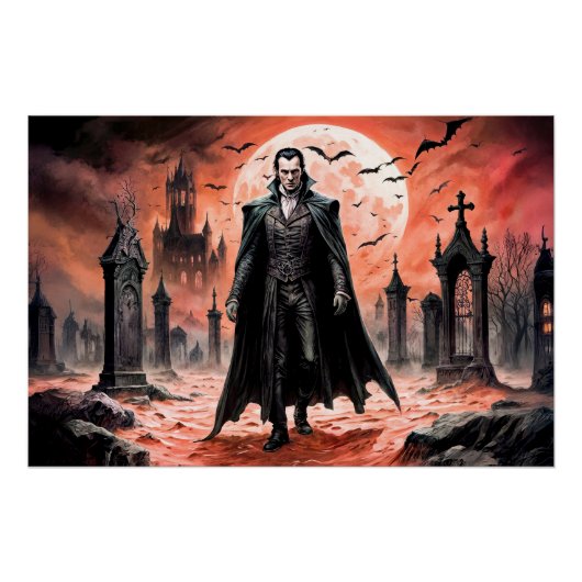 Vampire in Moonlit Graveyard Poster (Vorderseite)