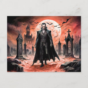 Vampire in Moonlit Graveyard Postkarte