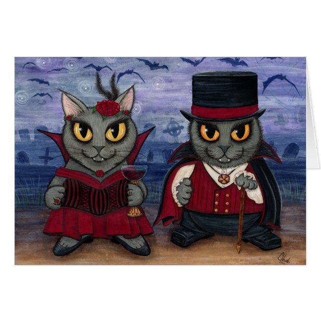 Vampire-Katzen-Paar-gotisches (Vorderseite (Horizontal))