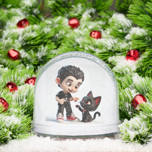 Vampire Kid mit einem Kitten von Natasha Us Schneekugeln (Weihnachten)