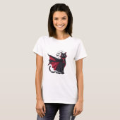 Vampire Kitty - Niedlich Fanged Halloween Cat Woma T-Shirt (Vorne ganz)