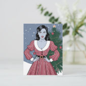Vampire Lady Blue Skin Weihnachten Postkarte (Stehend Vorderseite)