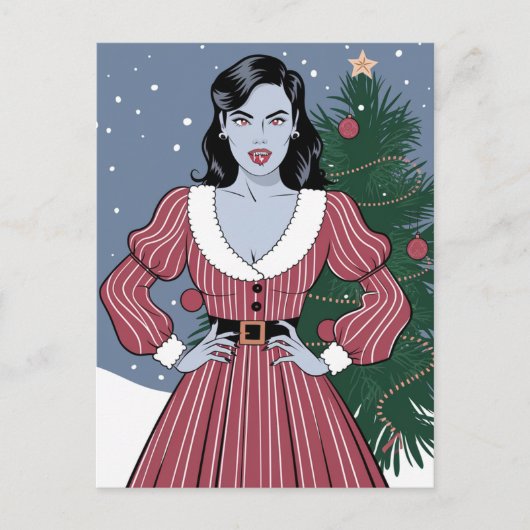 Vampire Lady Blue Skin Weihnachten Postkarte (Vorderseite)
