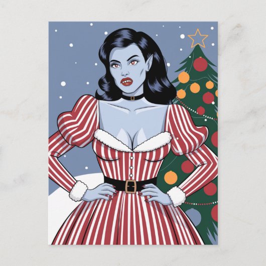 Vampire Lady Christmas Postkarte (Vorderseite)