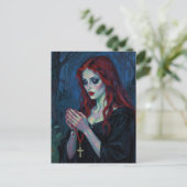 Vampire Lady With Rosary Postkarte (Stehend Vorderseite)