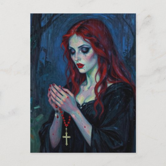 Vampire Lady With Rosary Postkarte (Vorderseite)