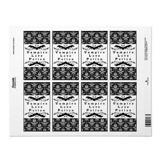 Vampire Liebe Tränke Halloween Labels (Vorne)