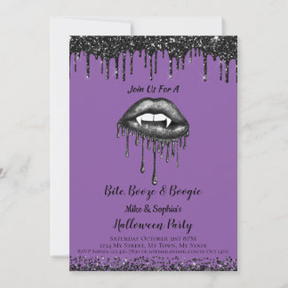 Vampire Lila Glitzer Lippen Erwachsene Halloween-P Einladung
