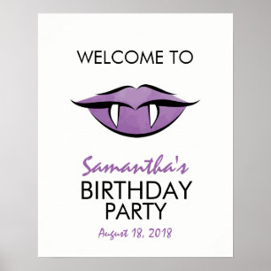 Vampire Lips Goth Birthday Party Begrüßungszeichen Poster
