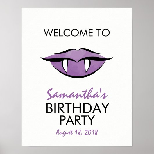 Vampire Lips Goth Birthday Party Begrüßungszeichen Poster (Vorne)