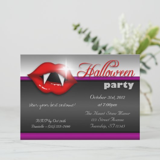 Vampire Lips Halloween-Party Einladungen (Stehend Vorderseite)