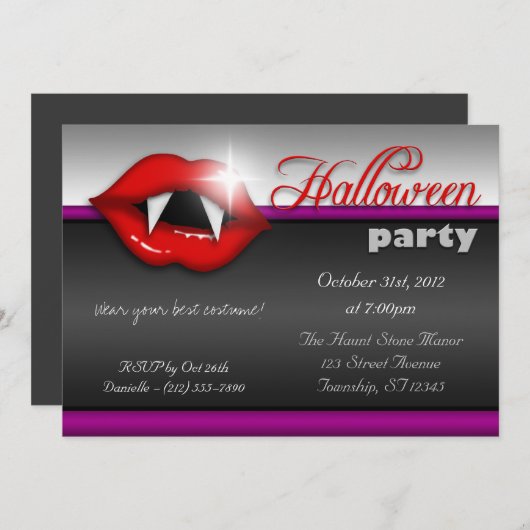 Vampire Lips Halloween-Party Einladungen (Vorne/Hinten)