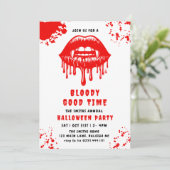 Vampire Lips Halloween-Party für Red Blood Drippin Einladung (Stehend Vorderseite)