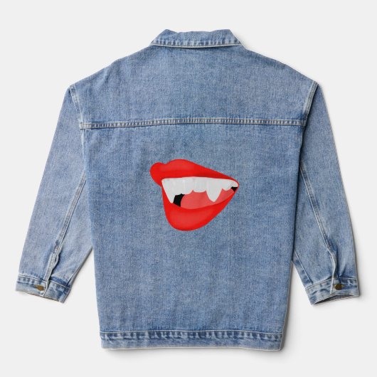 Vampire Lips Thirsty for a Neck Jeansjacke (Rückseite)