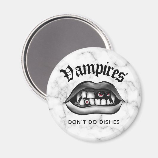 Vampire machen keine Geschirr lustige Fangs Magnet (Vorderseite/Rückseite)