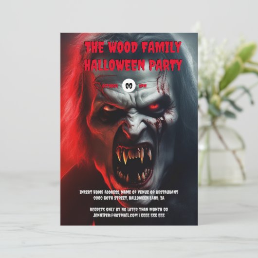 Vampire-Mann Erwachsene halloween sprichwörtliche Einladung (Stehend Vorderseite)
