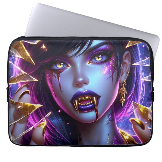 Vampire mit Gold Fangs Ai Art Laptopschutzhülle (Vorderseite)