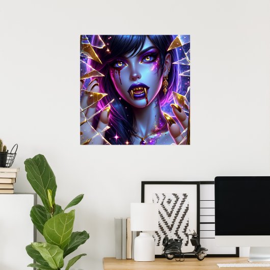 Vampire mit Gold Fangs Ai Art Poster (Heimbüro)