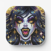 Vampire mit Goldfangs Vollmond-Halloween-Party Pappteller (Vorderseite)