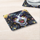 Vampire mit Goldfangs Vollmond-Halloween-Party Rechteckiger Pappuntersetzer (angewinkelt)