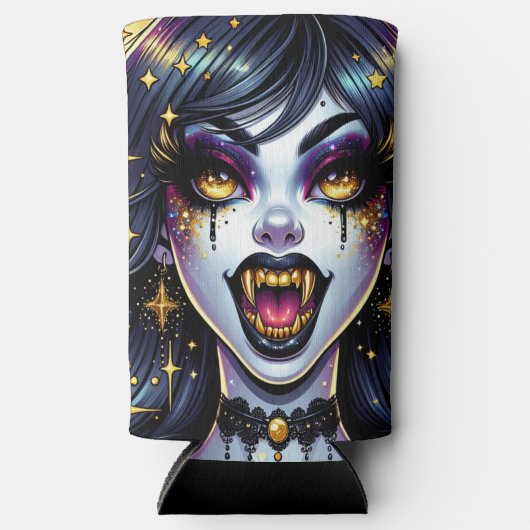 Vampire mit Goldfangs Vollmond-Halloween-Party Selters Dosenkühler (Vorderseite)