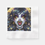 Vampire mit Goldfangs Vollmond-Halloween-Party Serviette (Vorderseite)