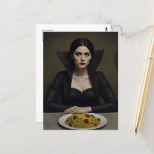 Vampire mit Pasta-Dinner Postkarte